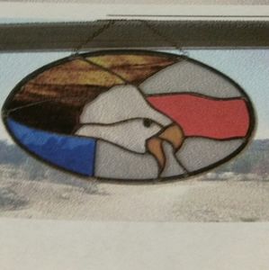 Stained glass Eagle with Flag